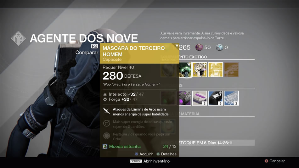 Xur e seu equipamentos