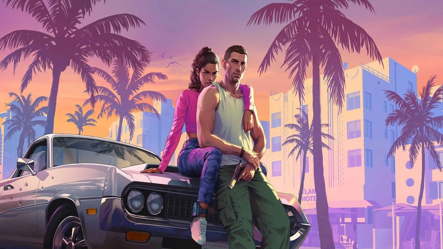 Jason e Lucia em Vice City no Grand Theft Auto VI
